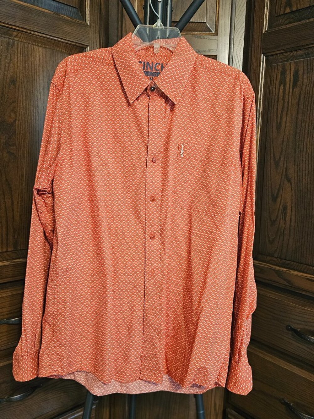 Cinch Modern Fit Men's M Rust Print Long Sleeve Western Shirt